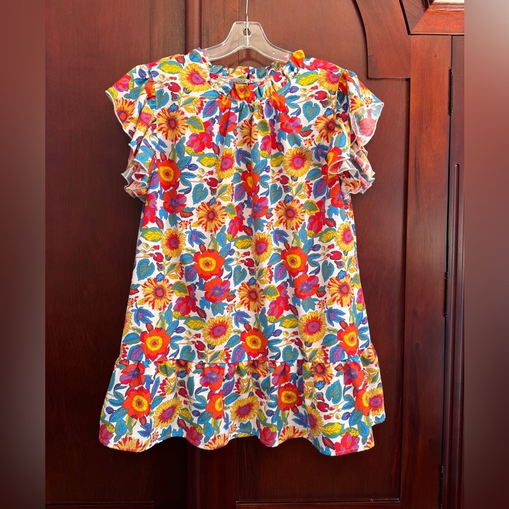 JODIFL Bold Moves White Floral Blouse Size Large
